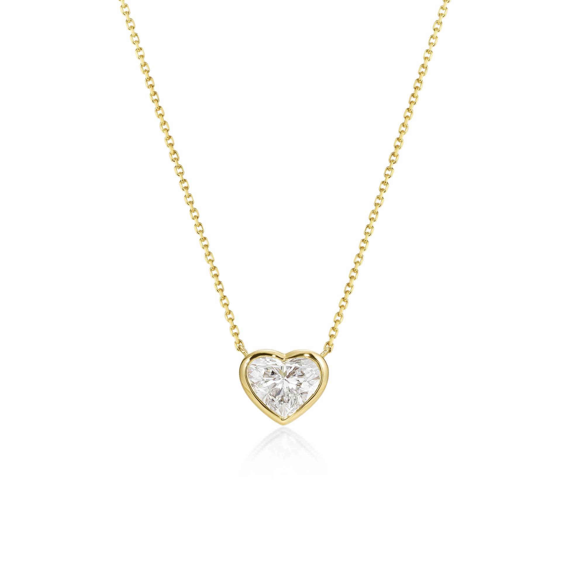 Face view 1.0ct Heart Bezel Diamond Necklace in 14k/18k Yellow Gold | Amora | Elora