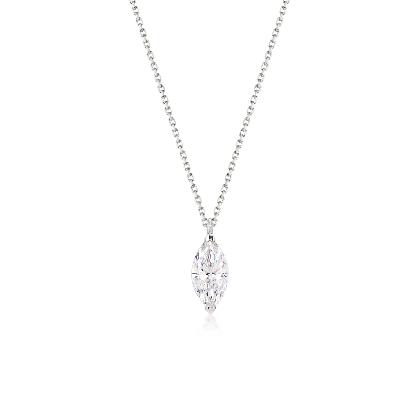 Face view 1.0ct Marquise cut Solitaire Diamond Necklace in platinum | Riley | Elora