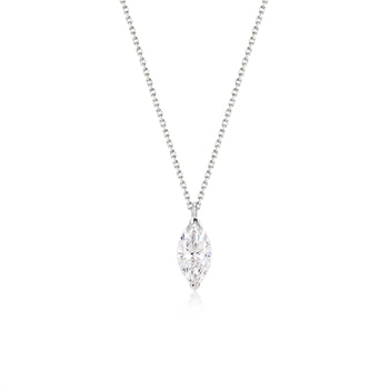 Face view 1.0ct Marquise cut Solitaire Diamond Necklace in platinum | Riley | Elora