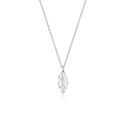 Face view 1.0ct Marquise cut Solitaire Diamond Necklace in platinum | Riley | Elora