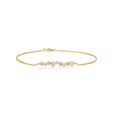 Face view Mixed Bezel set Round Diamond Bracelet in 14k/18k Yellow Gold | Lottie | Elora