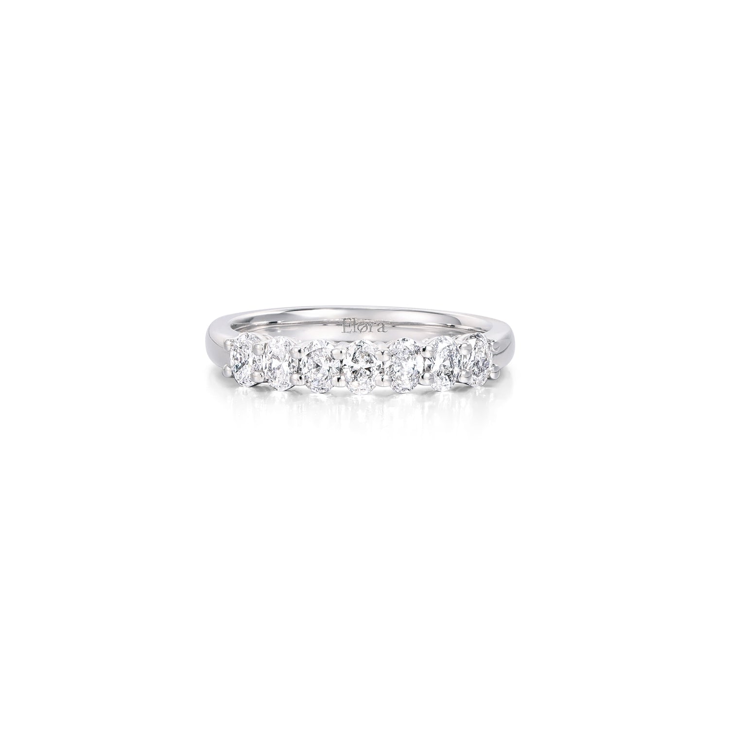 Face view Oval Cut Diamond Half Eternity Band in Platinum | Olive | Elora