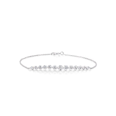 Face view Tennis Diamond Bracelet line of round diamonds in Platinum | Claire | Elora