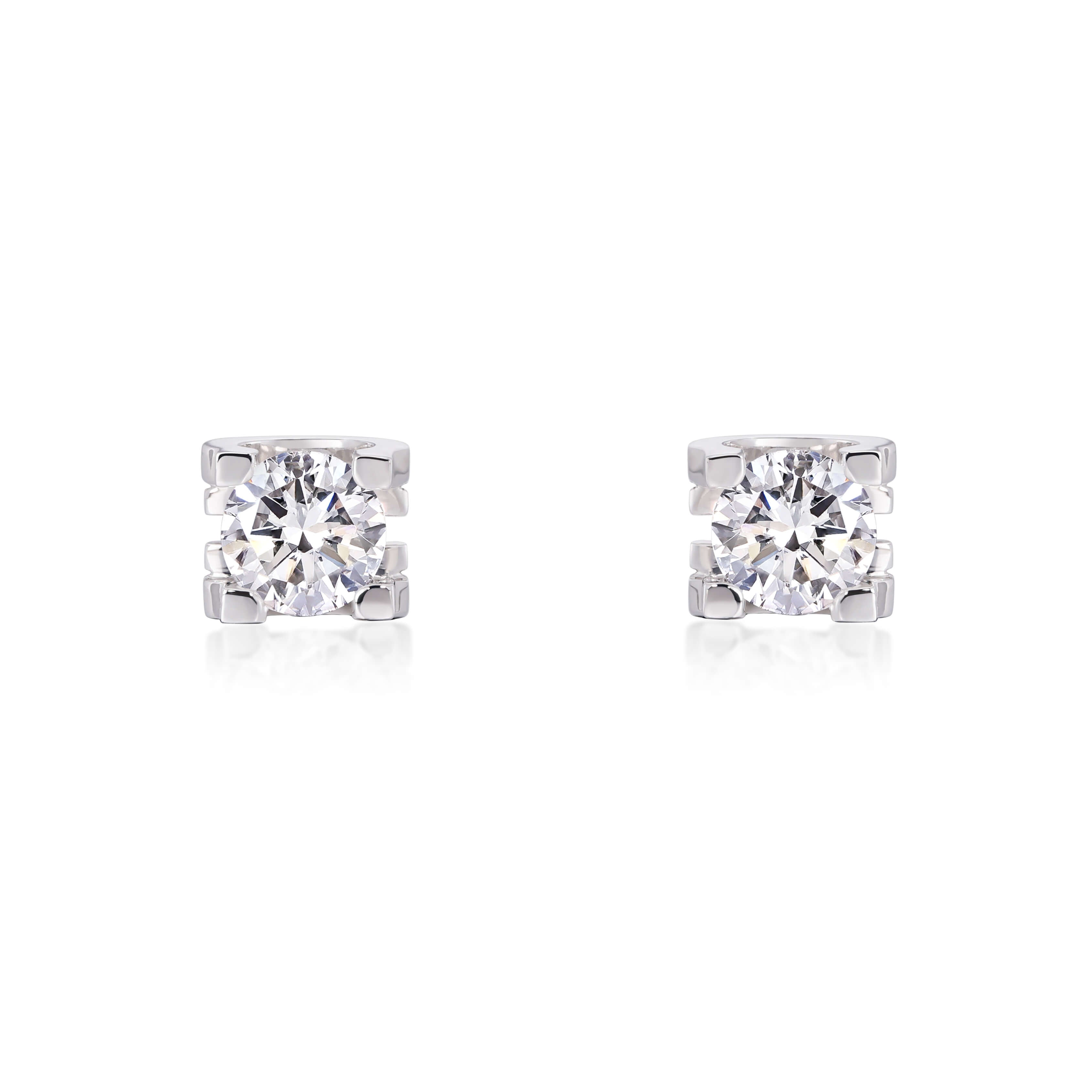 Modern Bar-Set Diamond Stud Earrings
