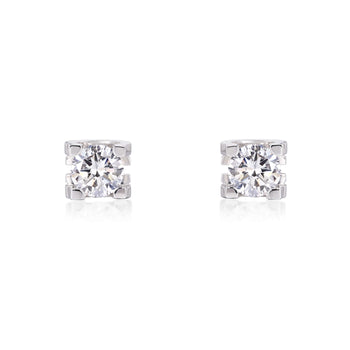 Face view of Modern Bar Set Round Diamond Stud Earrings | Elora