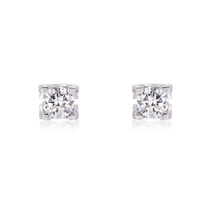 Face view of Modern Bar Set Round Diamond Stud Earrings | Elora