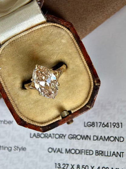 Custom Order-Final Payment- 4ct Old Mine Oval Lab Diamond Ring
