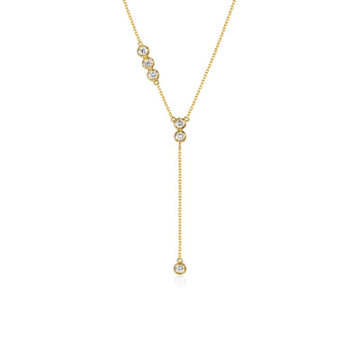 Fave view Cascade bezel-set round Diamond Lariat Necklace in 14k/18k Yellow Gold | Celina | Elora