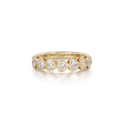 Front View 0.90ctw Heart Cut Lab-Grown Diamond Bezel set Eternity Band in 14K/18K Gold | Hope | Elora