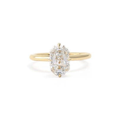 Front View Emerald Cut Lab Grown Diamond Solitaire Ring in four-prong setting