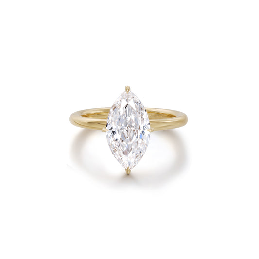 Front View Marquise Cut Lab-Grown Diamond Engagement Ring in 14K/18K Gold | Mavis | Elora