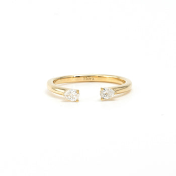 Front open-band view of Ida pear cut lab diamond ring in 14K yellow gold