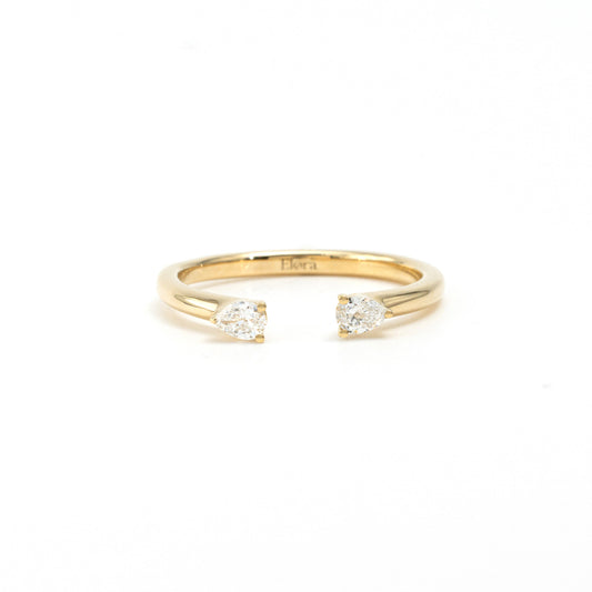 Front open-band view of Ida pear cut lab diamond ring in 14K yellow gold