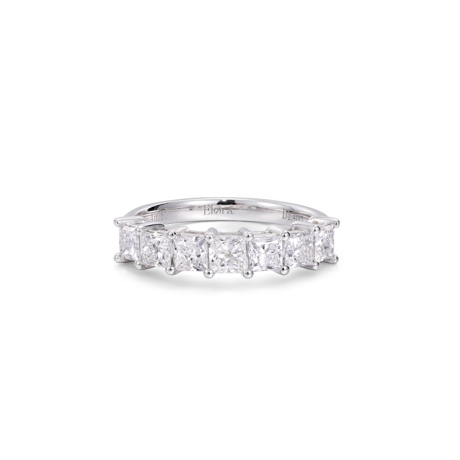 Front view 1.4ctw Princess Cut Lab-Grown Diamond Eternity Band in 18K White Gold | Lyla | Elora