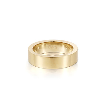 Front view 14K/18K Yellow Gold Wide Flat Plain Wedding Band | Elysia | Elora