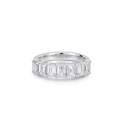Front view 2.31ctw Emerald Cut Lab-Grown Diamond Eternity Band in Platinum | Eden | Elora