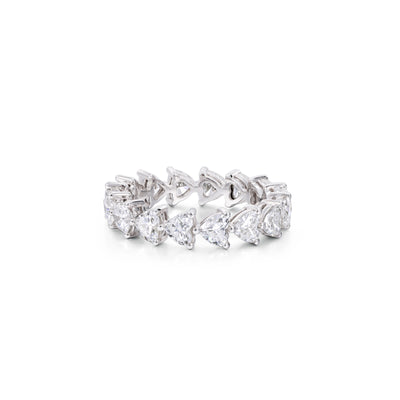 Front view 2.65ctw Heart Cut Lab-Grown Diamond Eternity Band in Platinum | Paisley | Elora