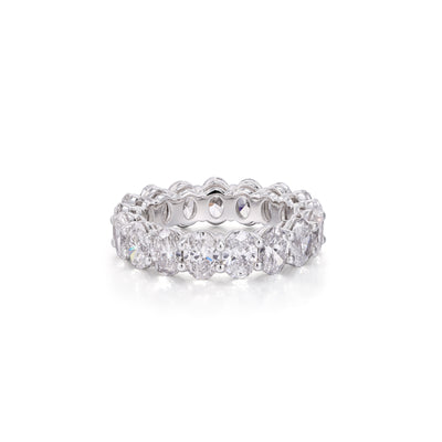 Front view 5.16ctw Oval Cut Lab-Grown Diamond Eternity Band in Platinum | Ava  | Elora