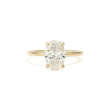 Front view Oval Cut Lab Grown Diamond Solitaire Engagement Ring in 14K/18K Gold