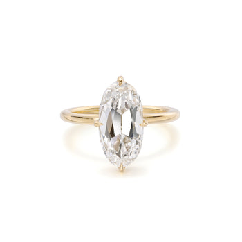 Front view of Belle Oval cut lab-grown diamond ring in 14K/18K yellow gold