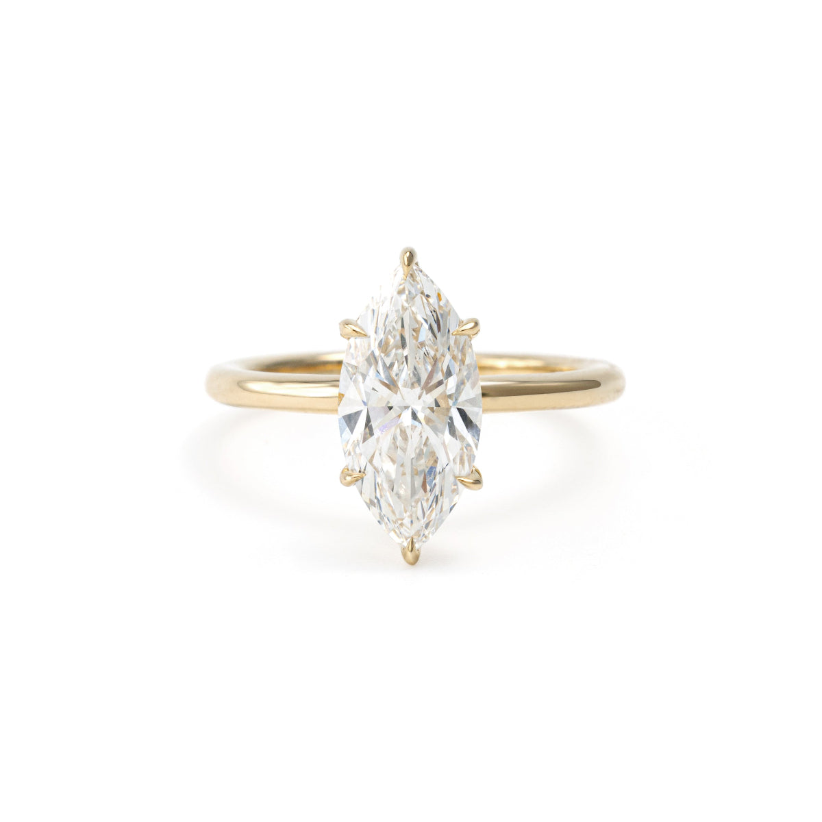 Front view of Elena Marquise cut lab-grown diamond ring in 14K gold