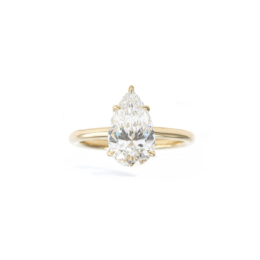Front view of Hannah Pear Cut Lab Grown Diamond Ring in 14k Yellow Gold