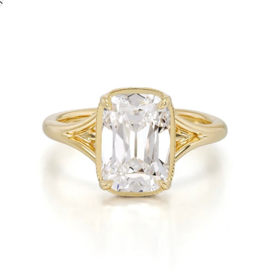 Custom Order Deposit - 2ct Emerald Cut Lab Champagne Diamond Ring