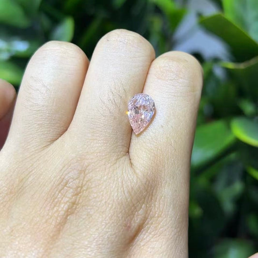 Custom Order Deposit - 2.12ct Pink Pear Cut Lab Grown Diamond Ring on a hand
