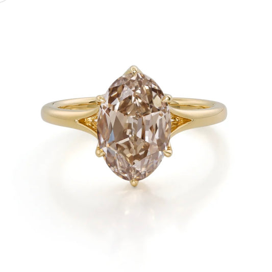Custom Order Deposit - 2.4ct Old Mine Oval Cut Lab Champagne Diamond Ring