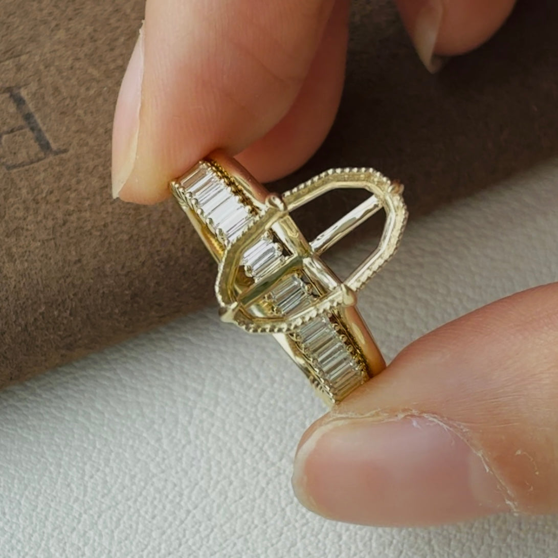 Custom Final Payment- Oval Step Cut Lab Diamond Ring Setting and Wedding Band