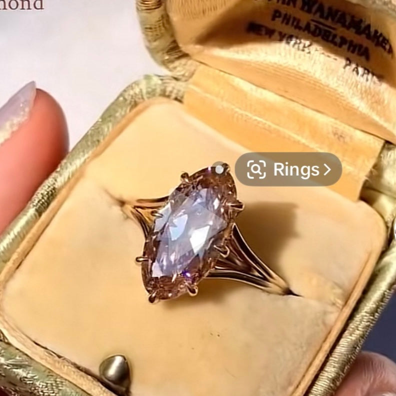 Custom Order Deposit - 2.4-2.6ct Elongated Moval Cut Lab Champagne Diamond Ring