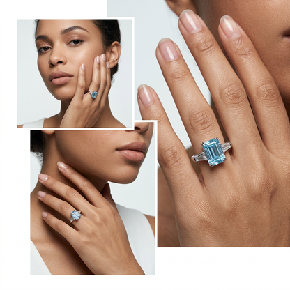 Emerson - Emerald Cut Blue Diamond Ring