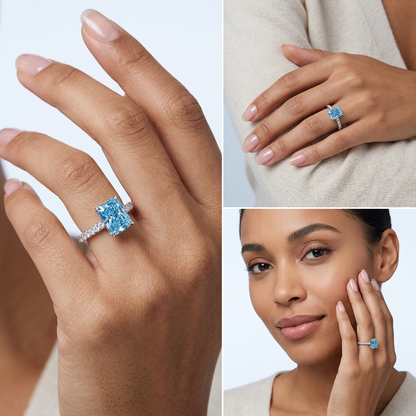Kennedy - Radiant Cut Blue Diamond Ring