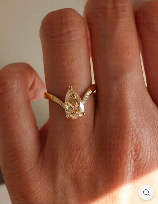 Custom Order Deposit-1.7ct champagne pear lab grown Diamond ring
