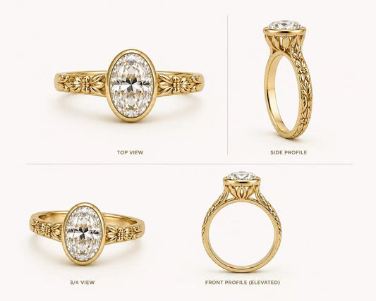 Custom Final Payment - 3ct Old Mine Cut Oval Lab Diamond Ring