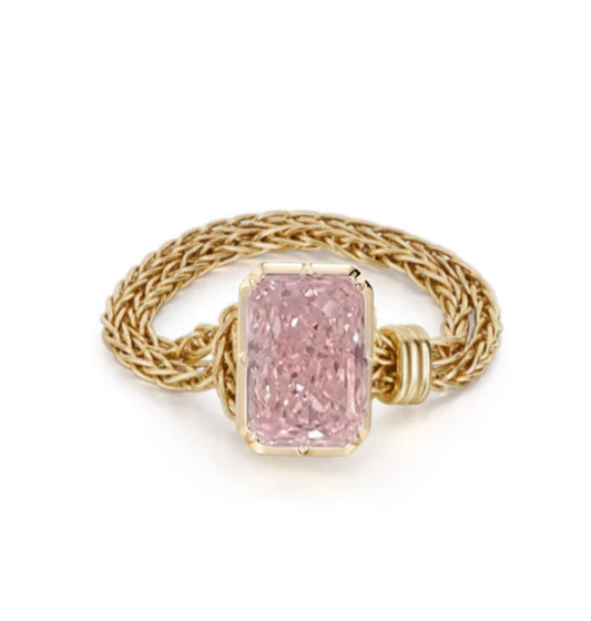 Custom Order Deposit- 2ct Radiant Cut Lab Pink Diamond Chain Ring