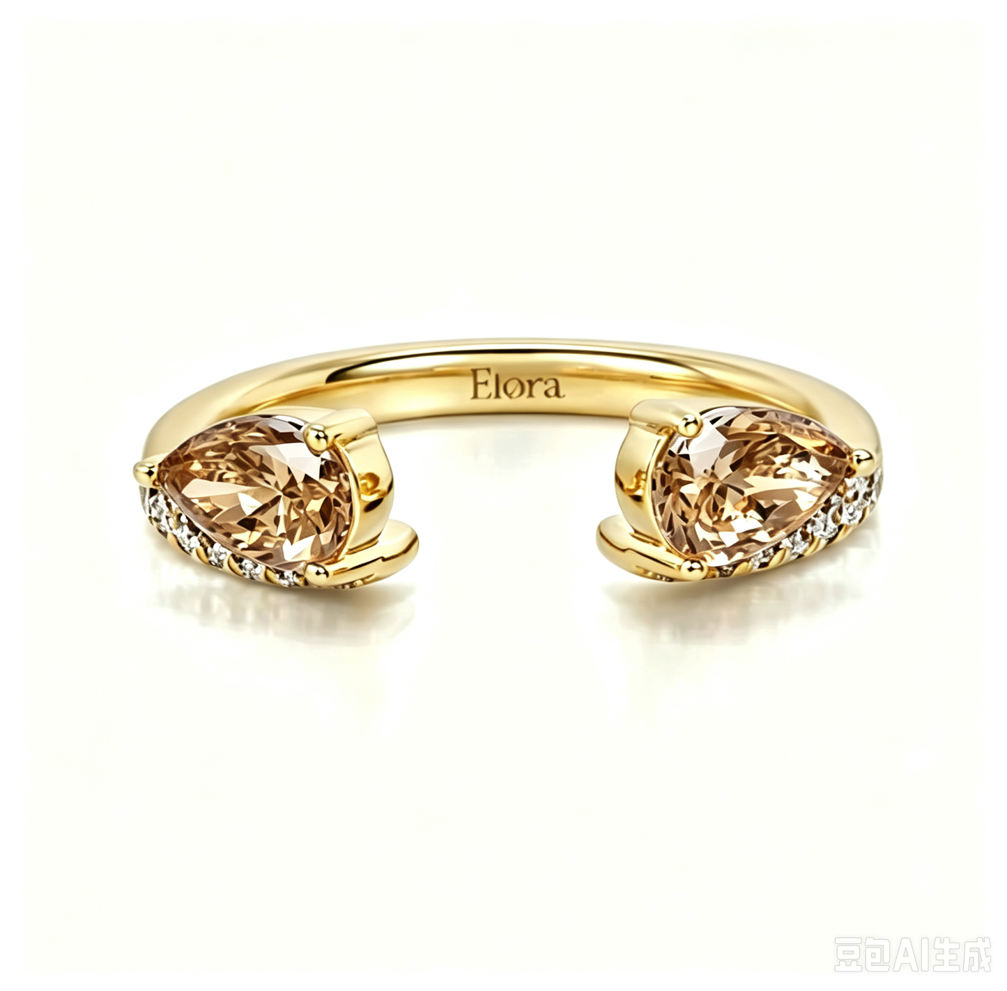 Custom Order Deposit - Everett- Pear Cut Lab Champagne Diamond Ring
