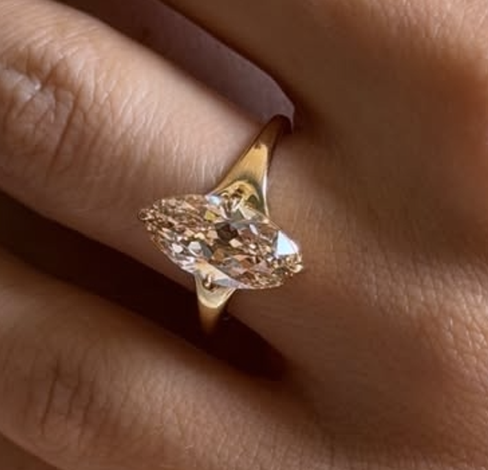 Custom Order Deposit - 2.5-3ct Elongated Moval Cut Lab Champagne Diamond Ring