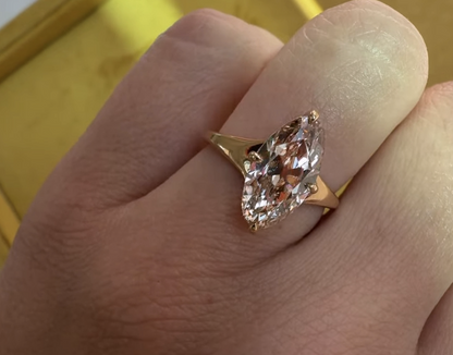 Custom Order Deposit - 2.5-3ct Elongated Moval Cut Lab Champagne Diamond Ring
