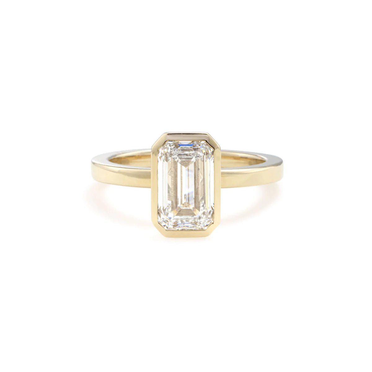 Custom Order Deposit - 4ct Emerald Cut Lab Grown Diamond Ring Set in 14k gold bezel setting.