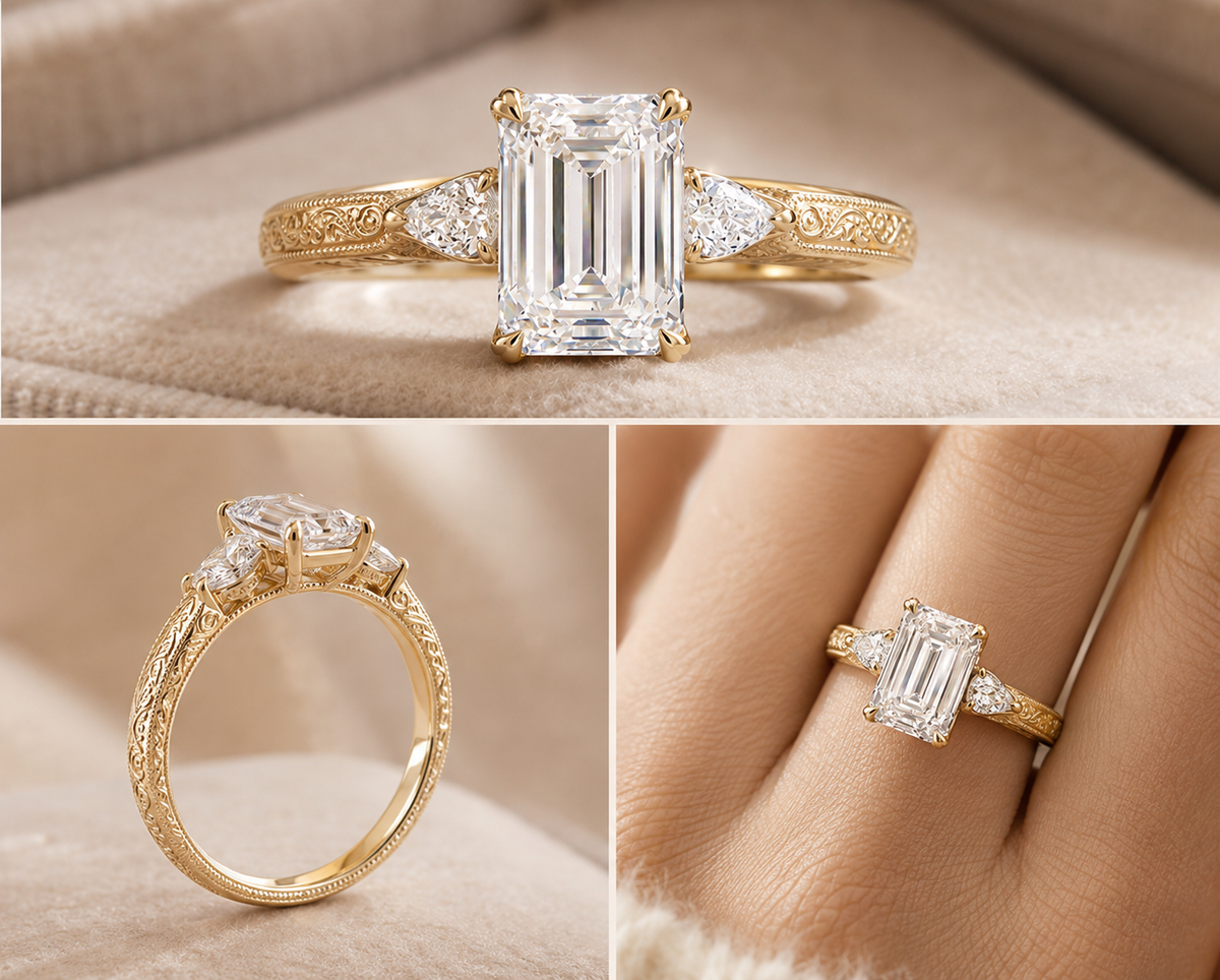 Custom Order Deposit - 2ct Emerald Cut Lab Diamond Ring