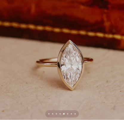Custom Order Deposit - 3ct Old Mine Marquise Cut Lab Champagne Diamond Ring