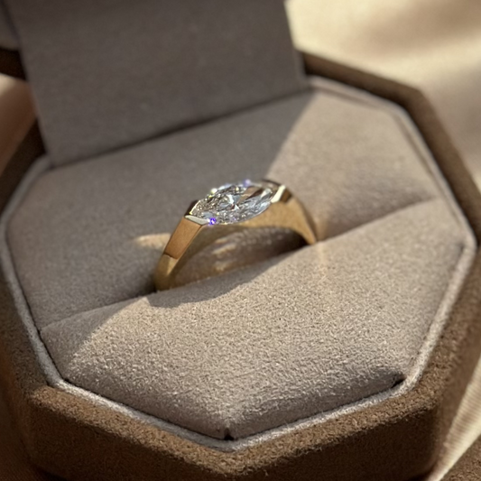 Custom Order Deposit- 3ct Old Mine Marquise Cut Lab Diamond Ring