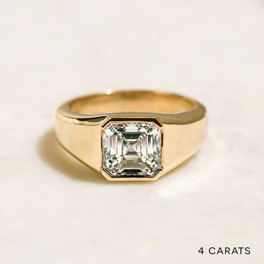 Custom Order - 3ct Champagne Asscher Cut Lab Diamond Ring in 14k yellow gold setting with 3.04ct center stone.