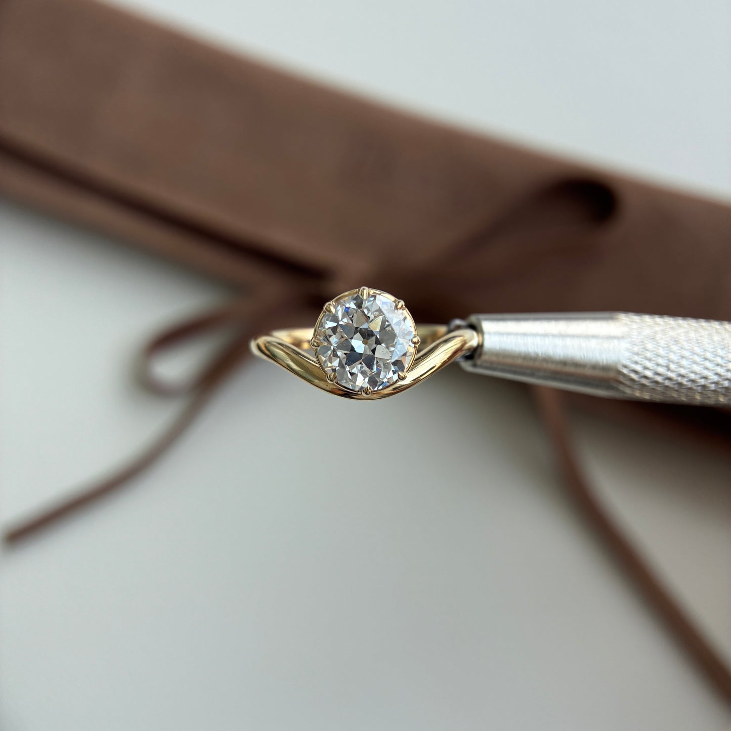 Wave-2ct Old European Cut Lab Grown Diamond Ring