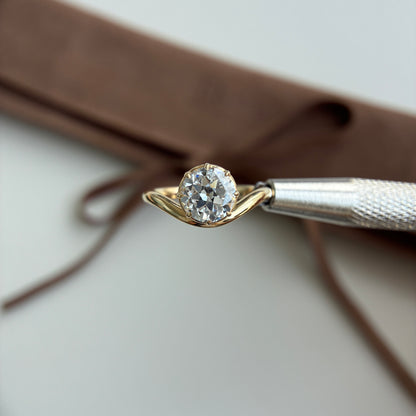 Wave-2ct Old European Cut Lab Grown Diamond Ring