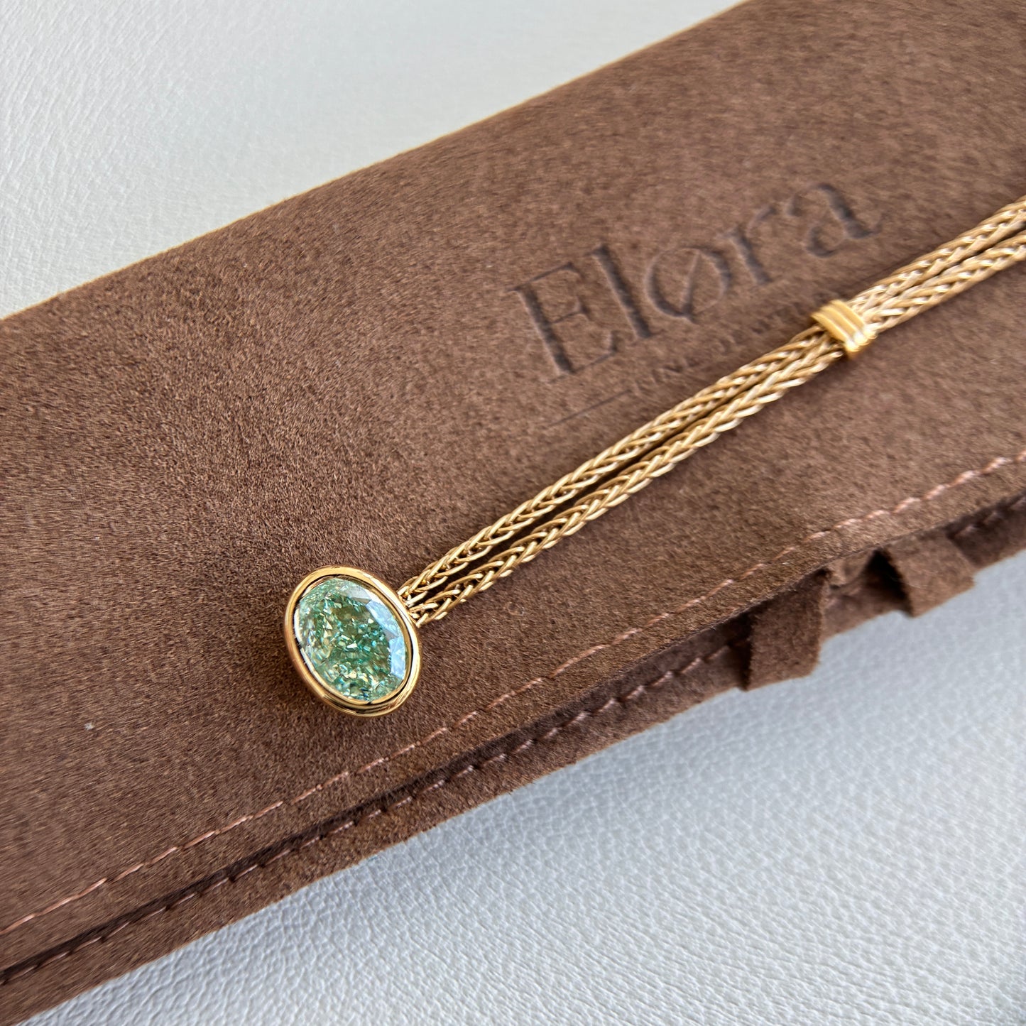 Faith-2.09ct Green Oval Lab Grown Diamond Chain Ring
