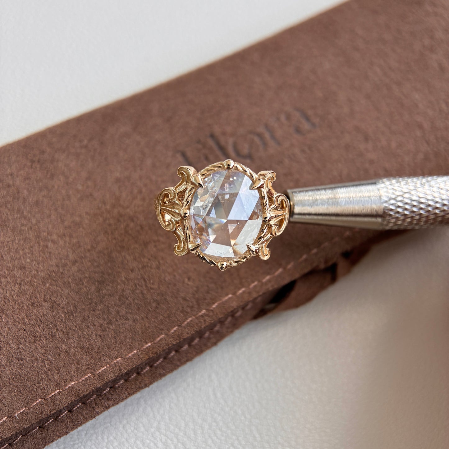 Lark-3.04ct Oval Rose Cut Lab Grown Diamond Engagement Ring