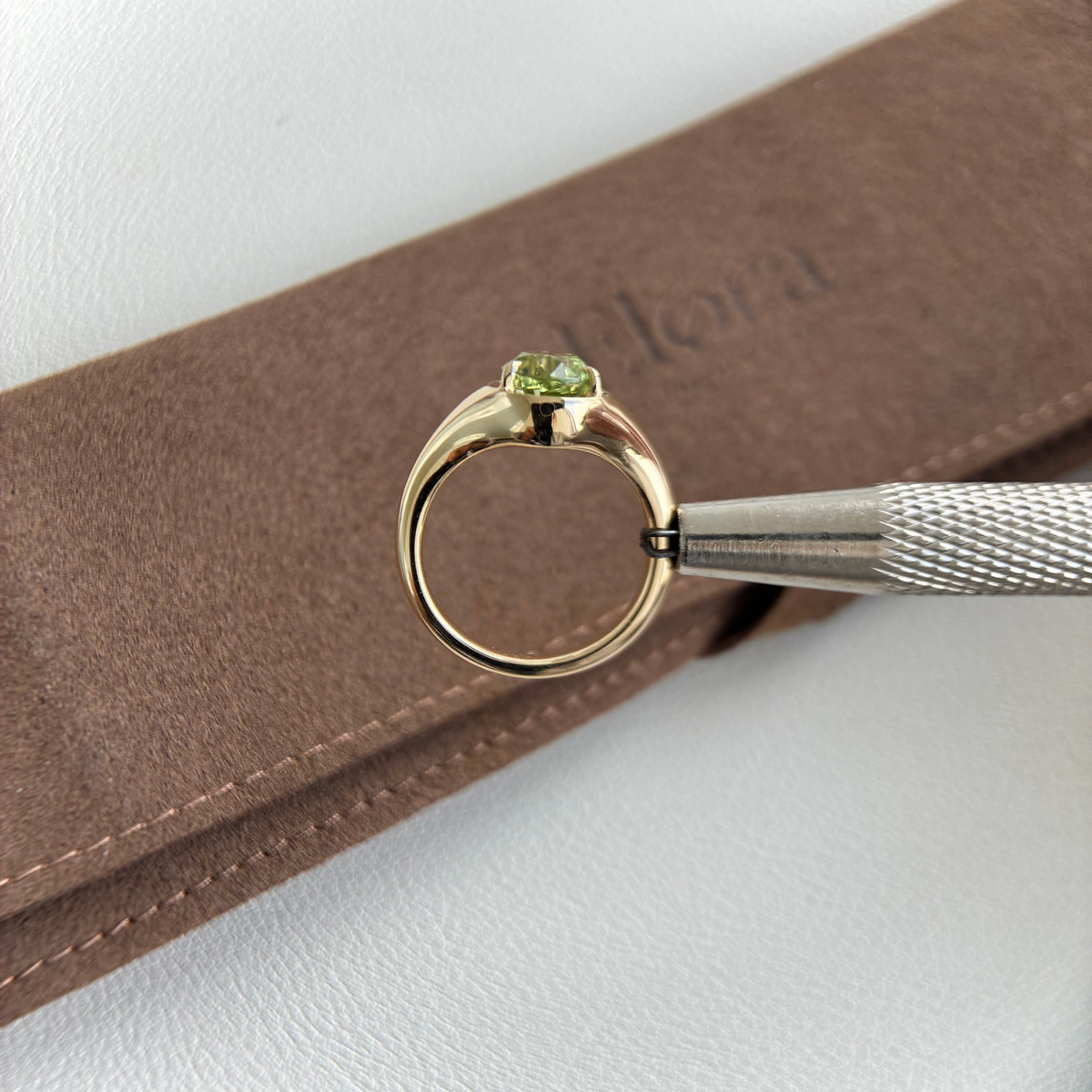 Evie-1.96ct Pear Cut Lime Green Tourmaline Gemstone Ring