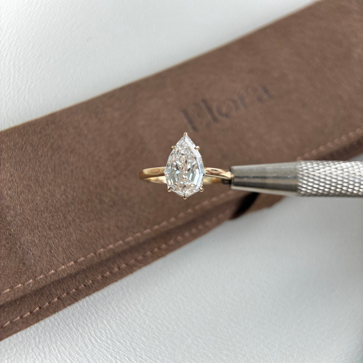 Georgia-3.05ct Step Cut Pear Shape Lab Grown Diamond Ring